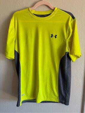 Under Armour Neon Yellow and Gray Men's Short Sleeve Performance Tee